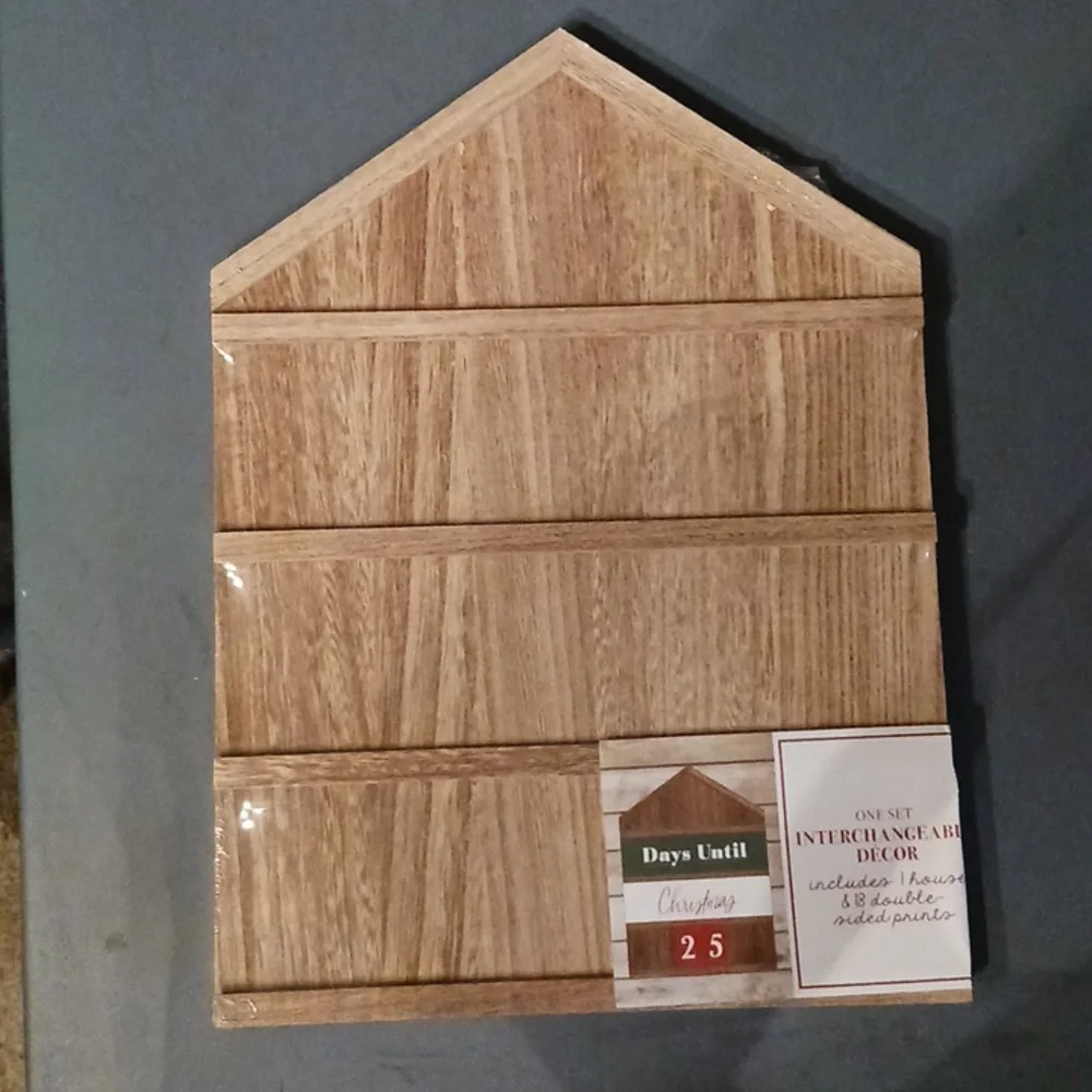 Days Until Christmas Hanging Wooden House Calendar 18 Double sided Prints New